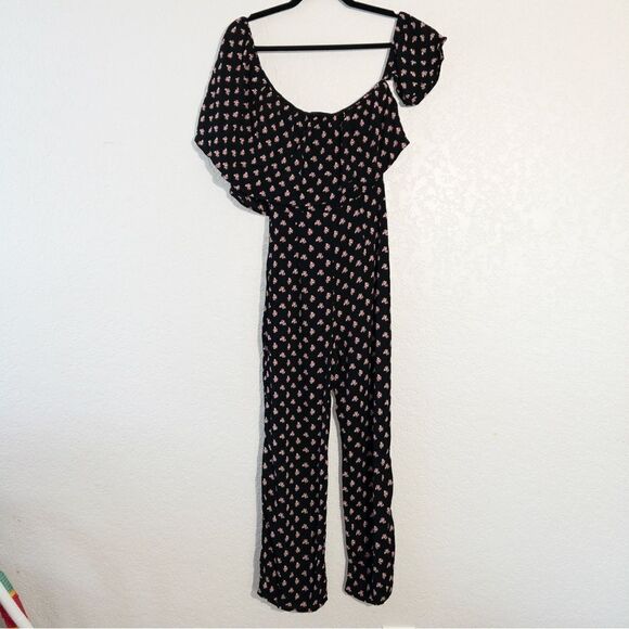 Flynn Skye Black‎ Floral Claire Jumpsuit Size Small - Picture 7 of 9